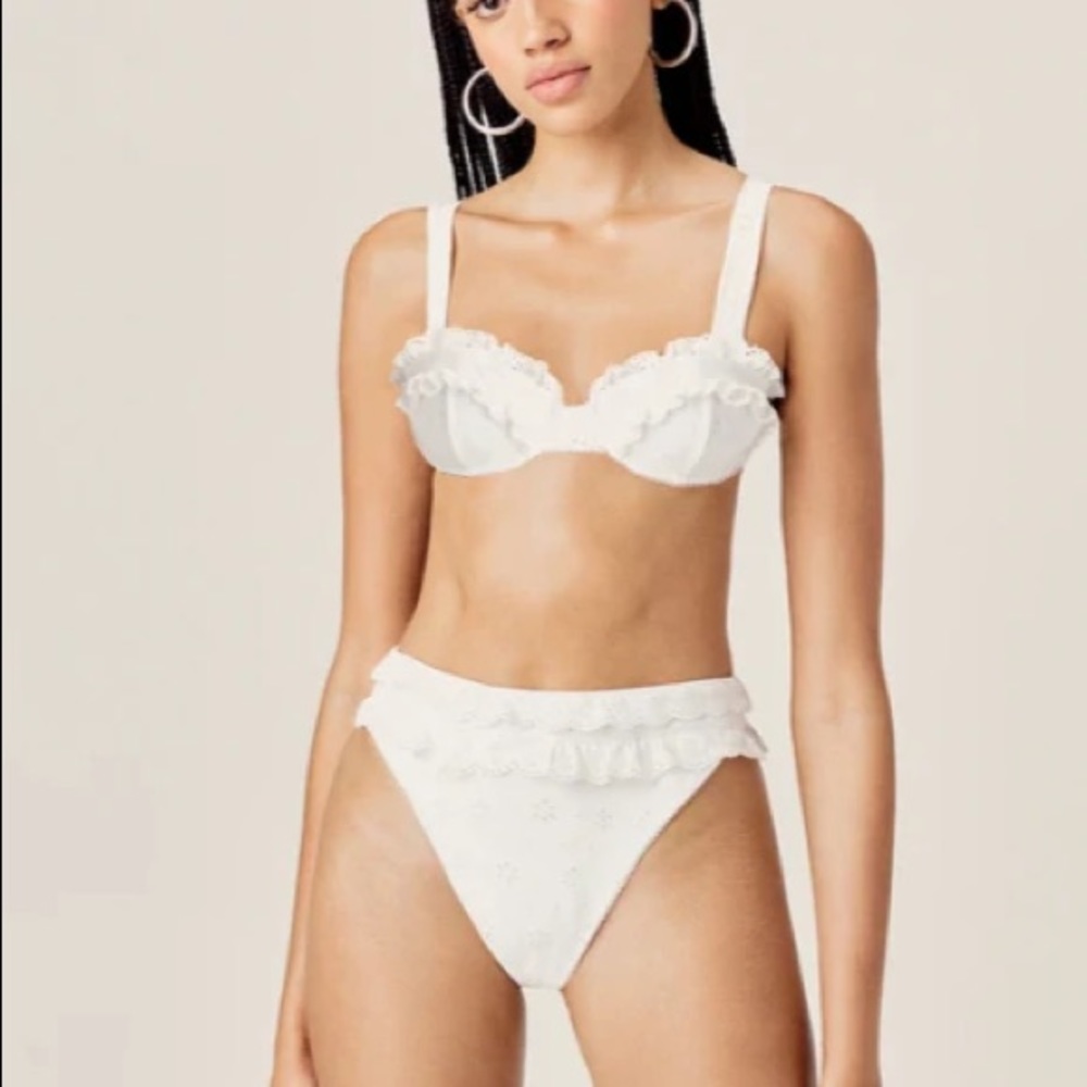 RARE For Love and Lemons Rowan bikini in white